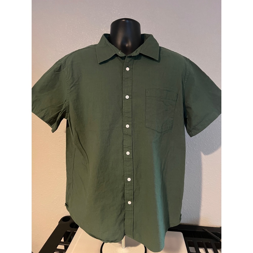 Design In Italy Button Down Shirt Mens XL Green Excellent Short Sleeve Pocket